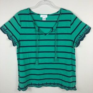 Liz Claiborne Large Nautical Blue & Green Top